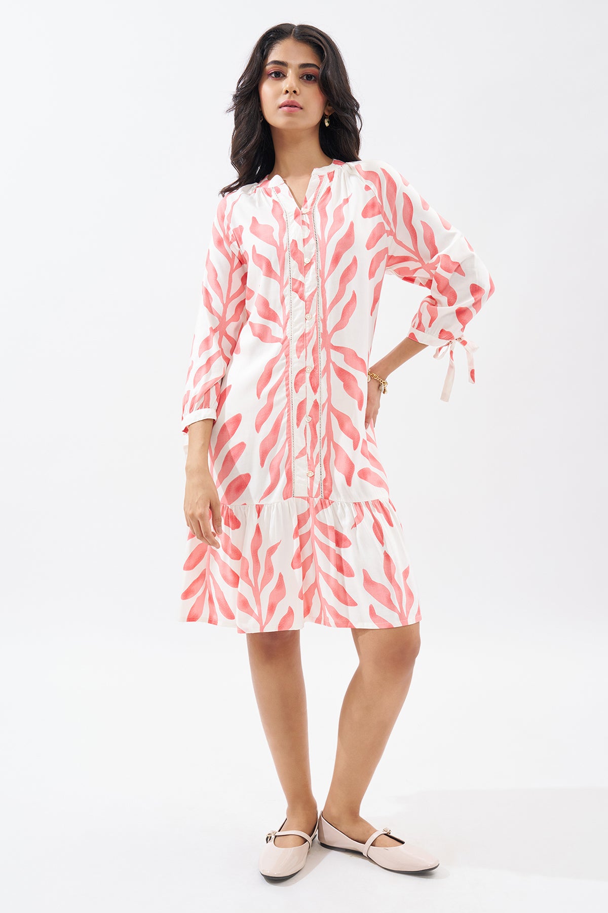 Peach Printed Dress for Women - Image 2