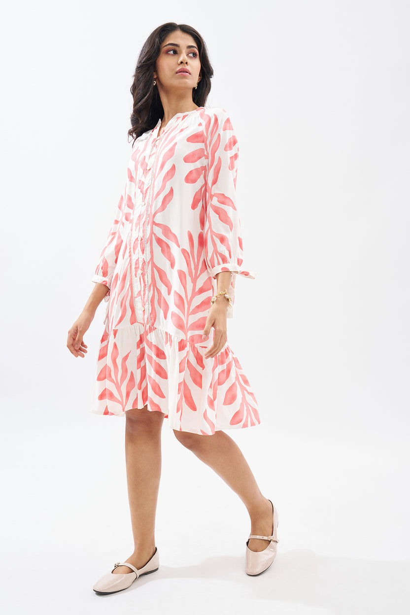 Peach Printed Dress For Women - Image 4