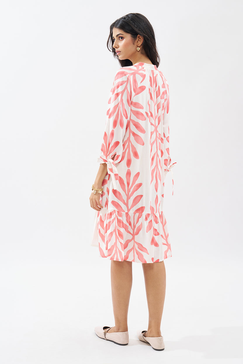Peach Printed Dress For Women - Image 5