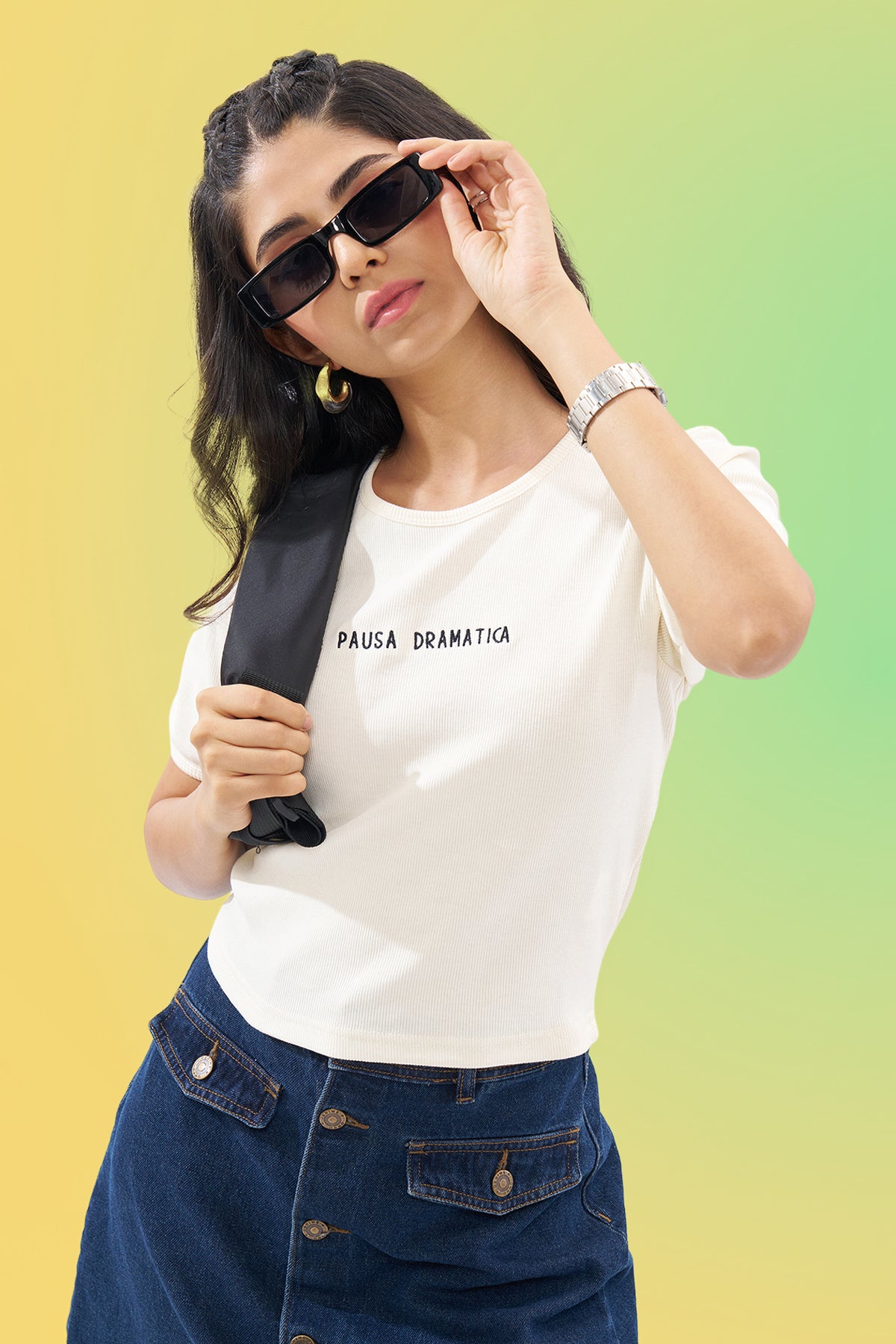 Off-White Ribbed Top for Women - Image 1