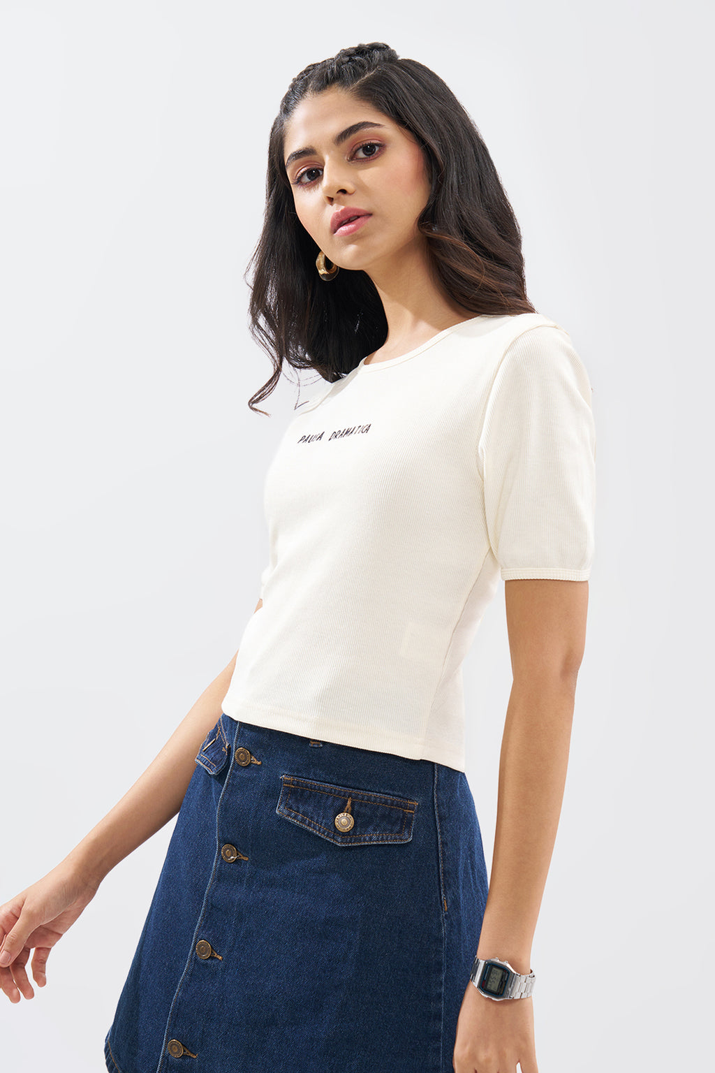 Off-White Ribbed Top for Women - Image 4