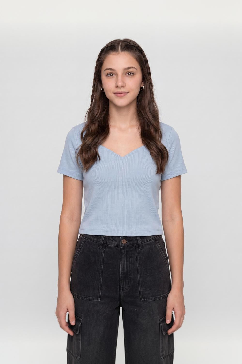 Blue Solid Regular Fit Top for Women - Image 2