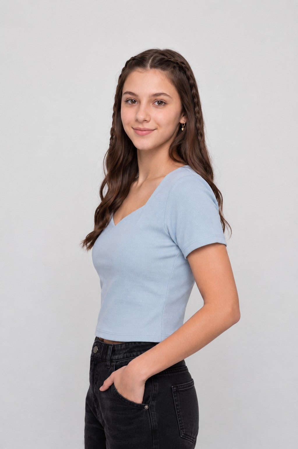 Blue Solid Regular Fit Top for Women - Image 4