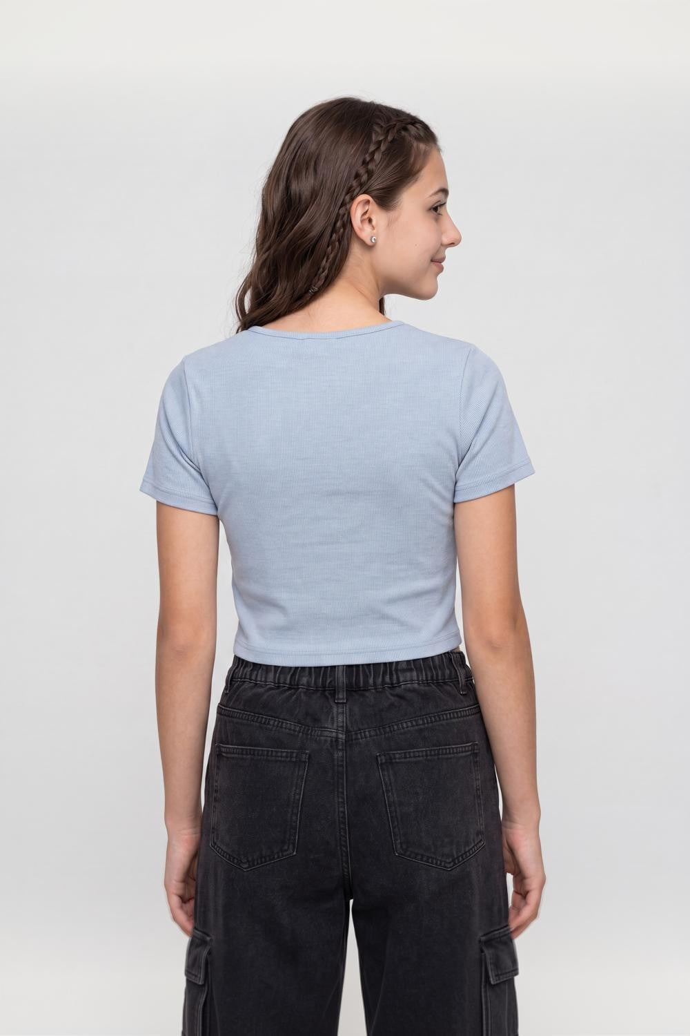 Blue Solid Regular Fit Top for Women - Image 5