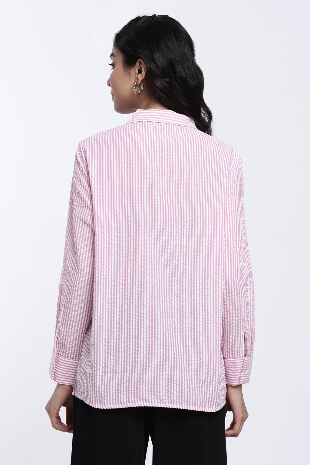 Pink Striped Regular Fit Shirt for Women - Image 5
