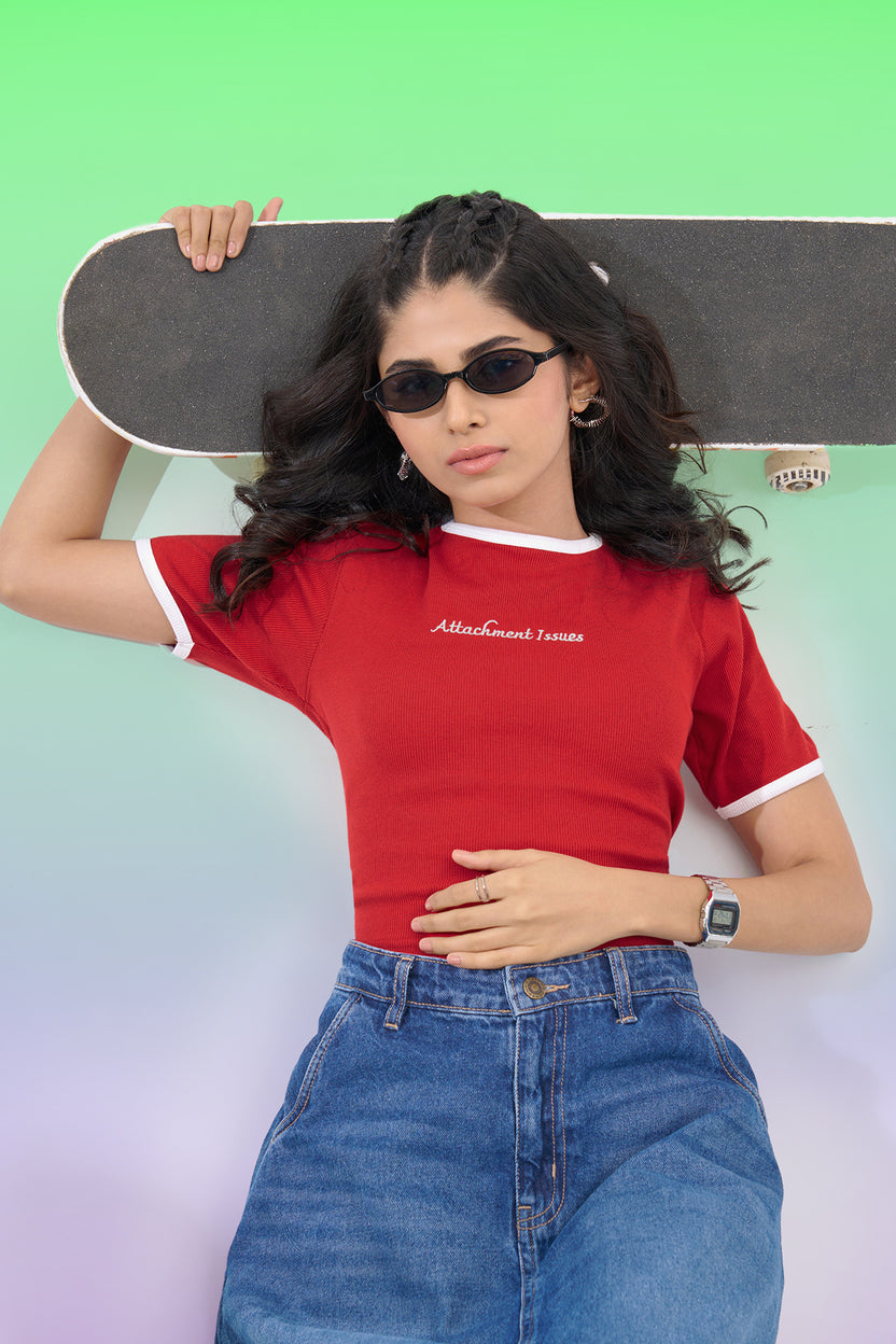 Red Ringer Top For Women - Image 1