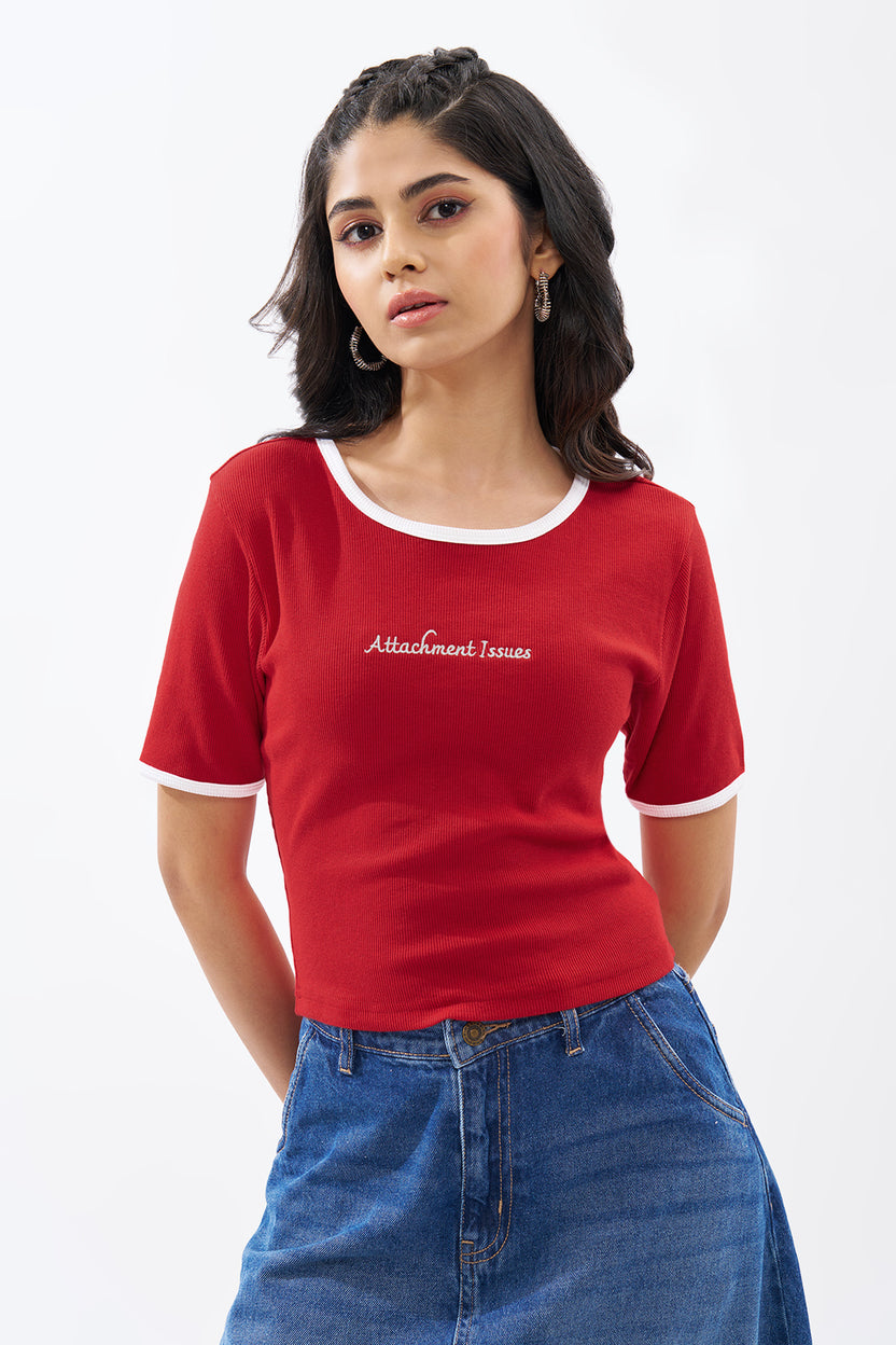 Red Ringer Top For Women - Image 2