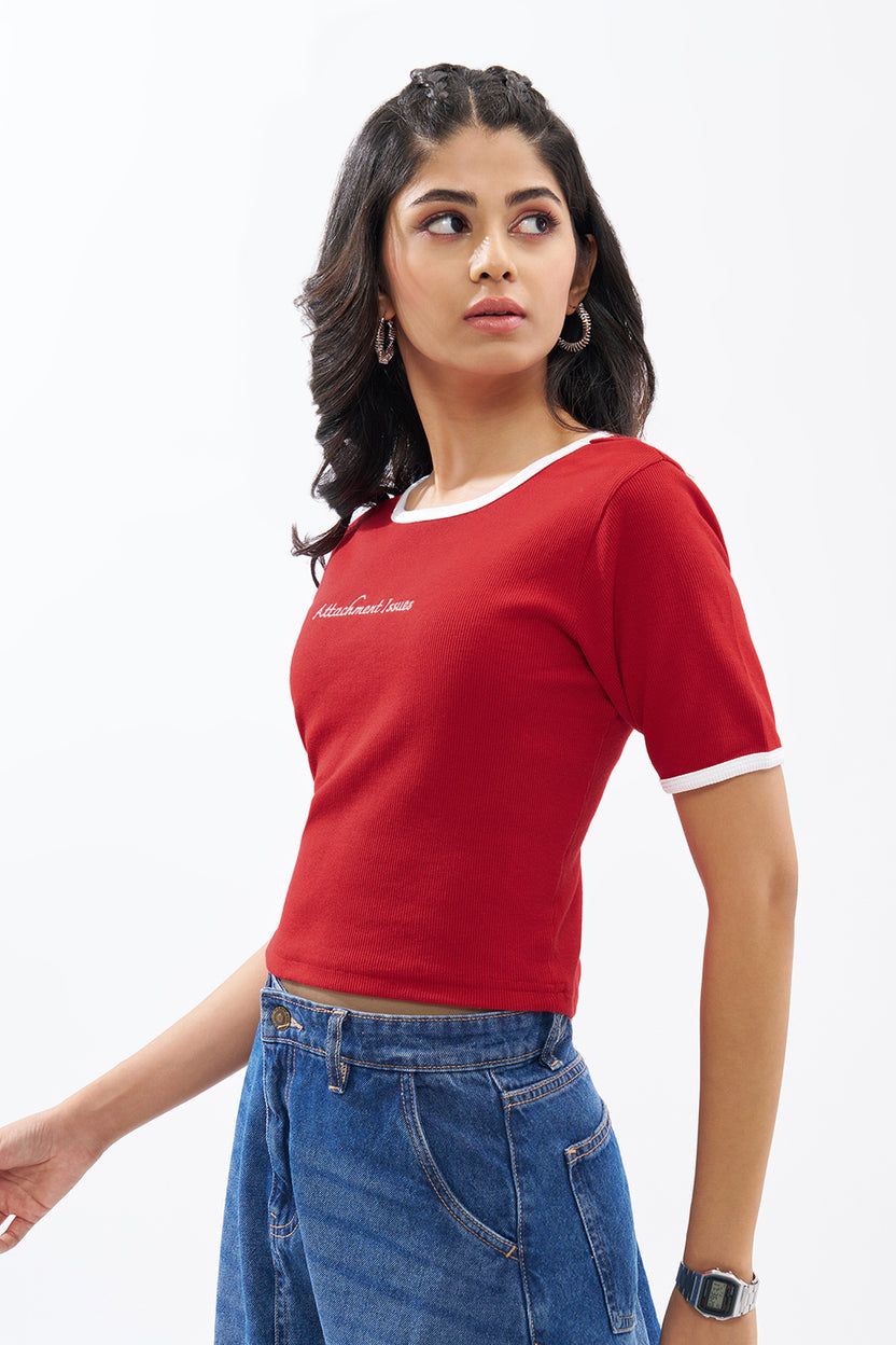 Red Ringer Top For Women - Image 4