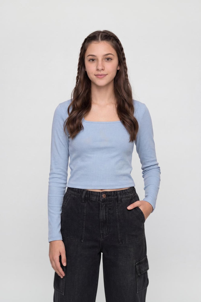 Blue Solid Regular Fit Top For Women - Image 2