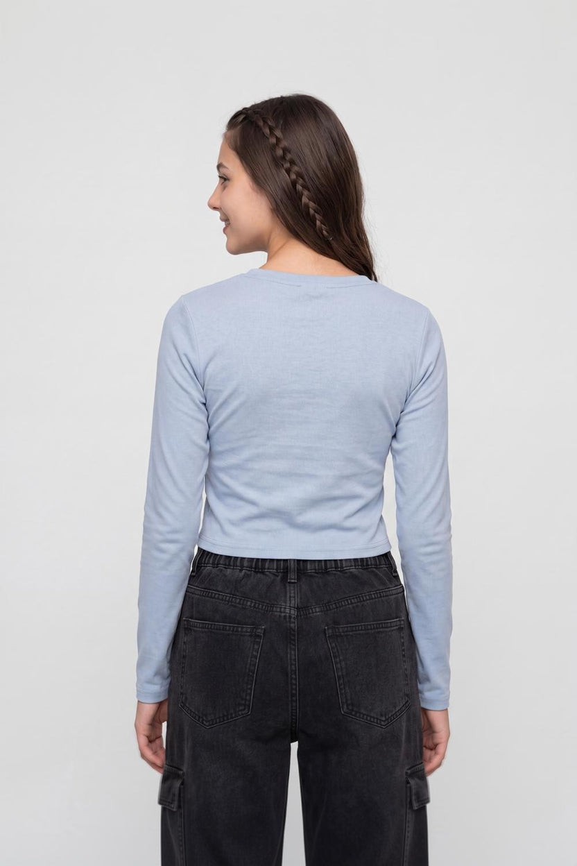 Blue Solid Regular Fit Top For Women - Image 5