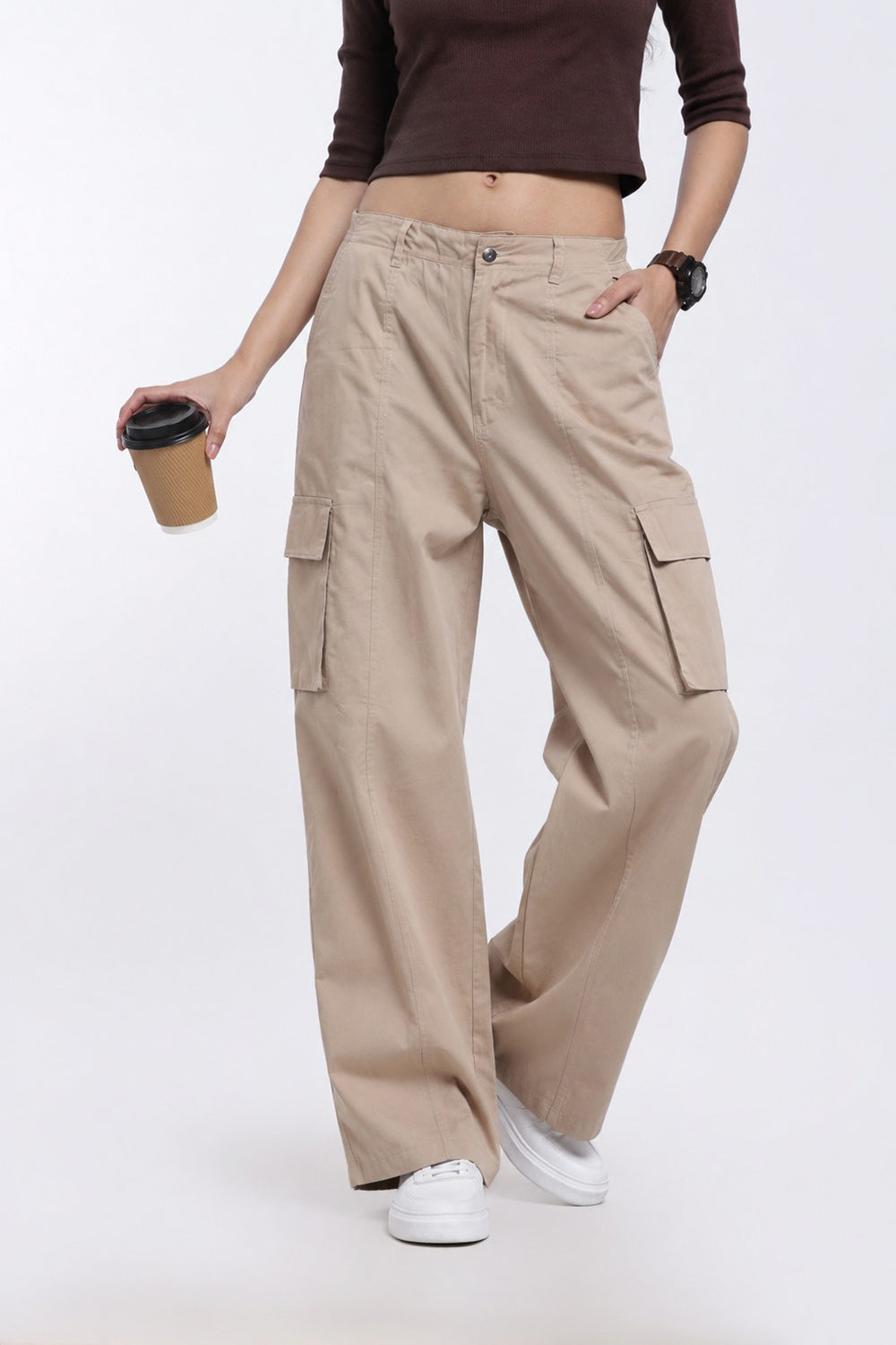 Beige Regular Fit Pant for Women - Image 1