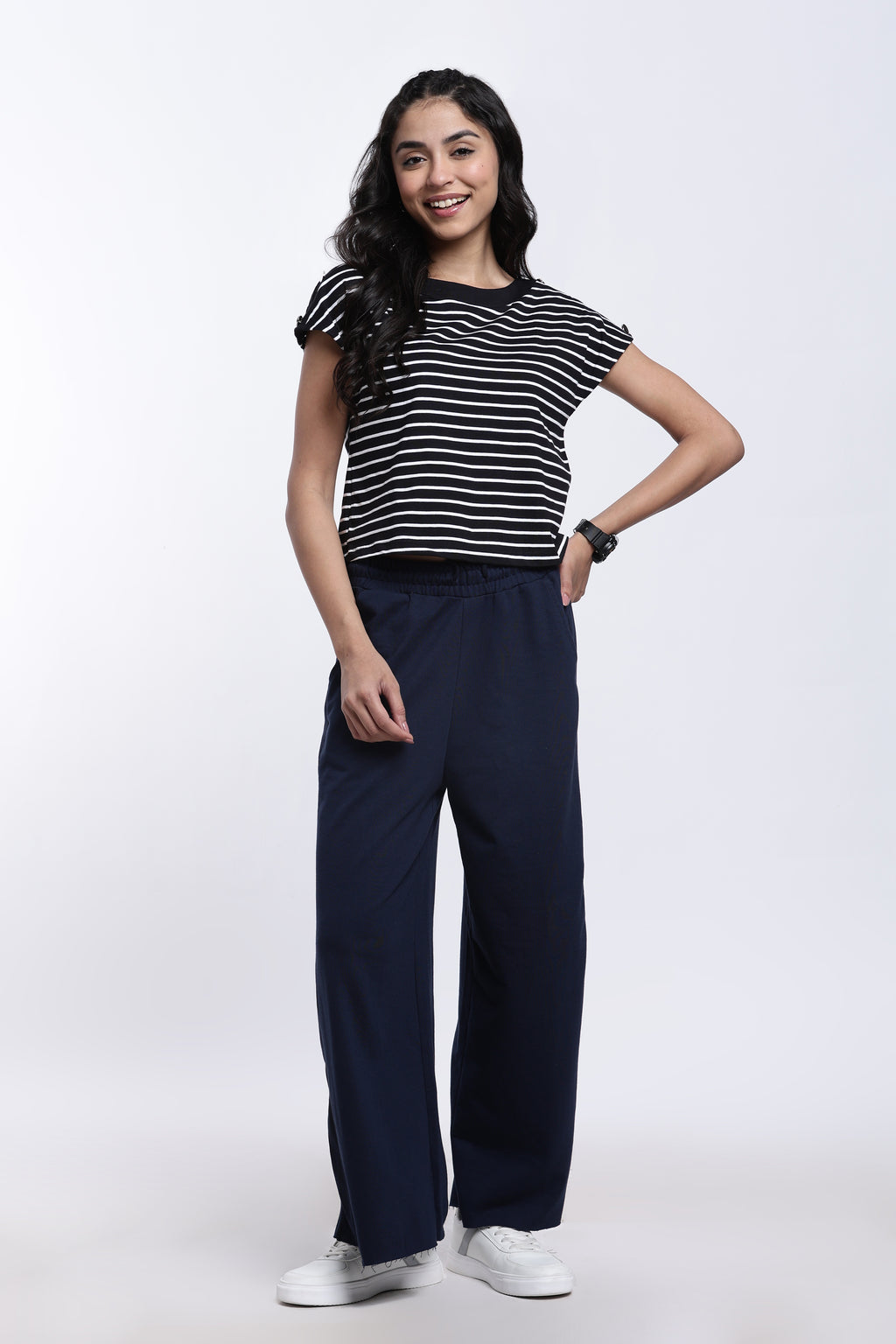 Black Striped Regular Fit Top for Women - Image 6