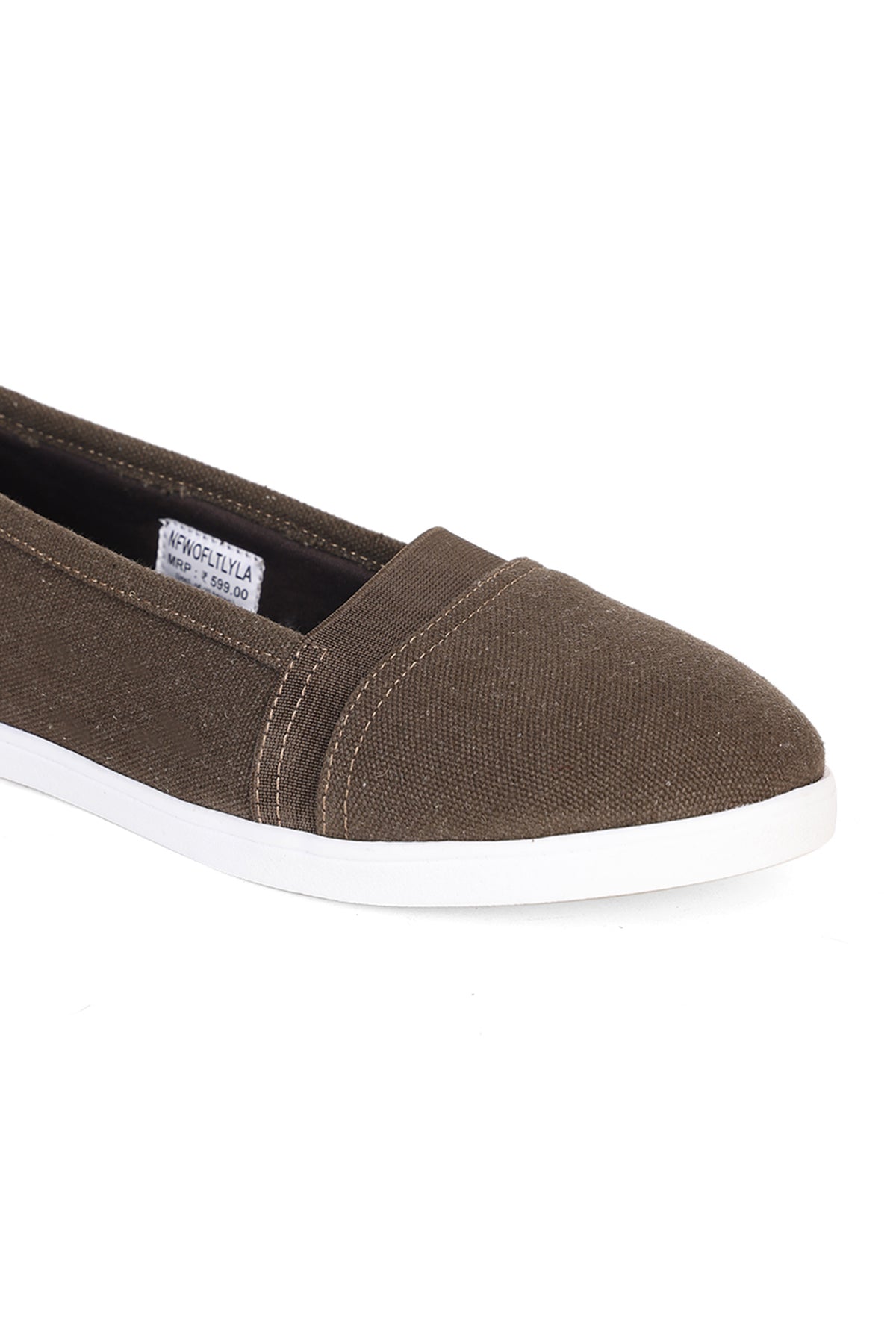 Brown Textured Ballerinas for Women - Image 3
