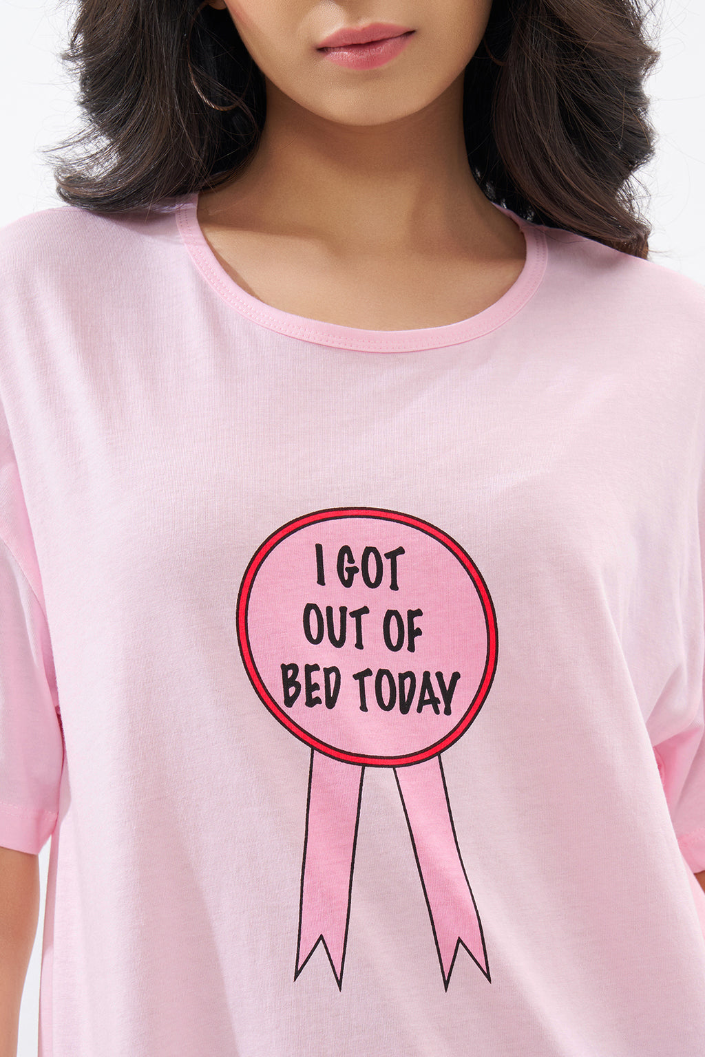 Pink Slogan Graphic T-Shirt for Women - Image 3