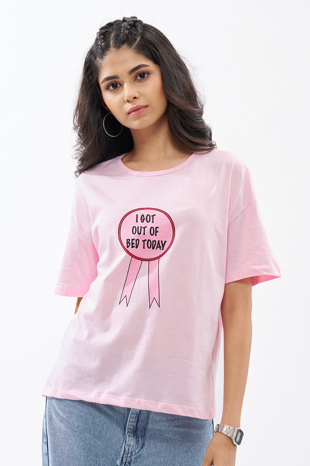 Pink Slogan Graphic T-Shirt for Women - Image 2