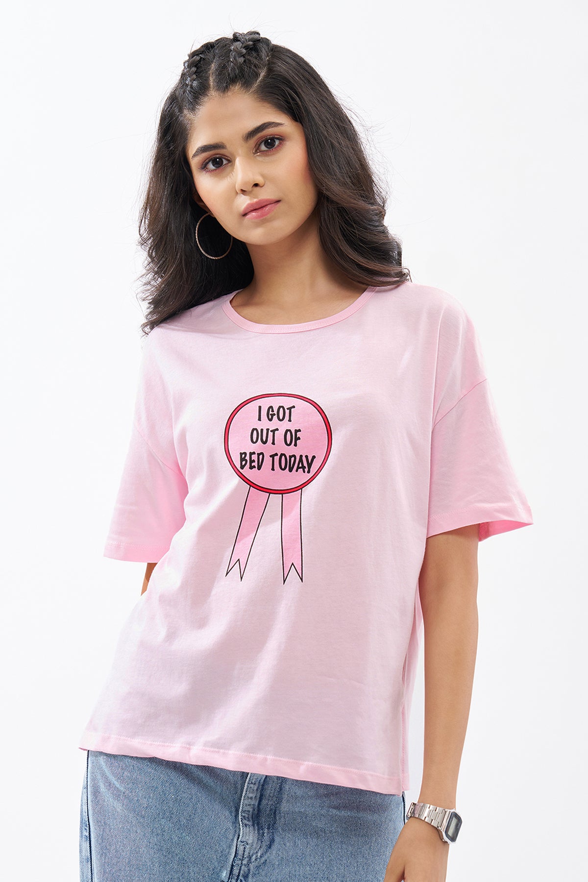 Pink Slogan Graphic T-Shirt for Women - Image 2