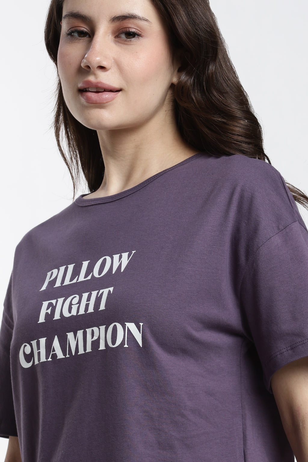 Mauve Typographic Regular Fit T-Shirt for Women - Image 3
