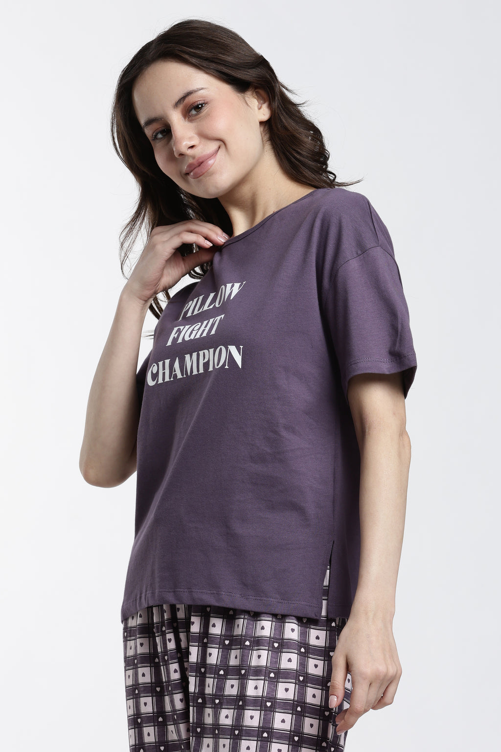 Mauve Typographic Regular Fit T-Shirt for Women - Image 4