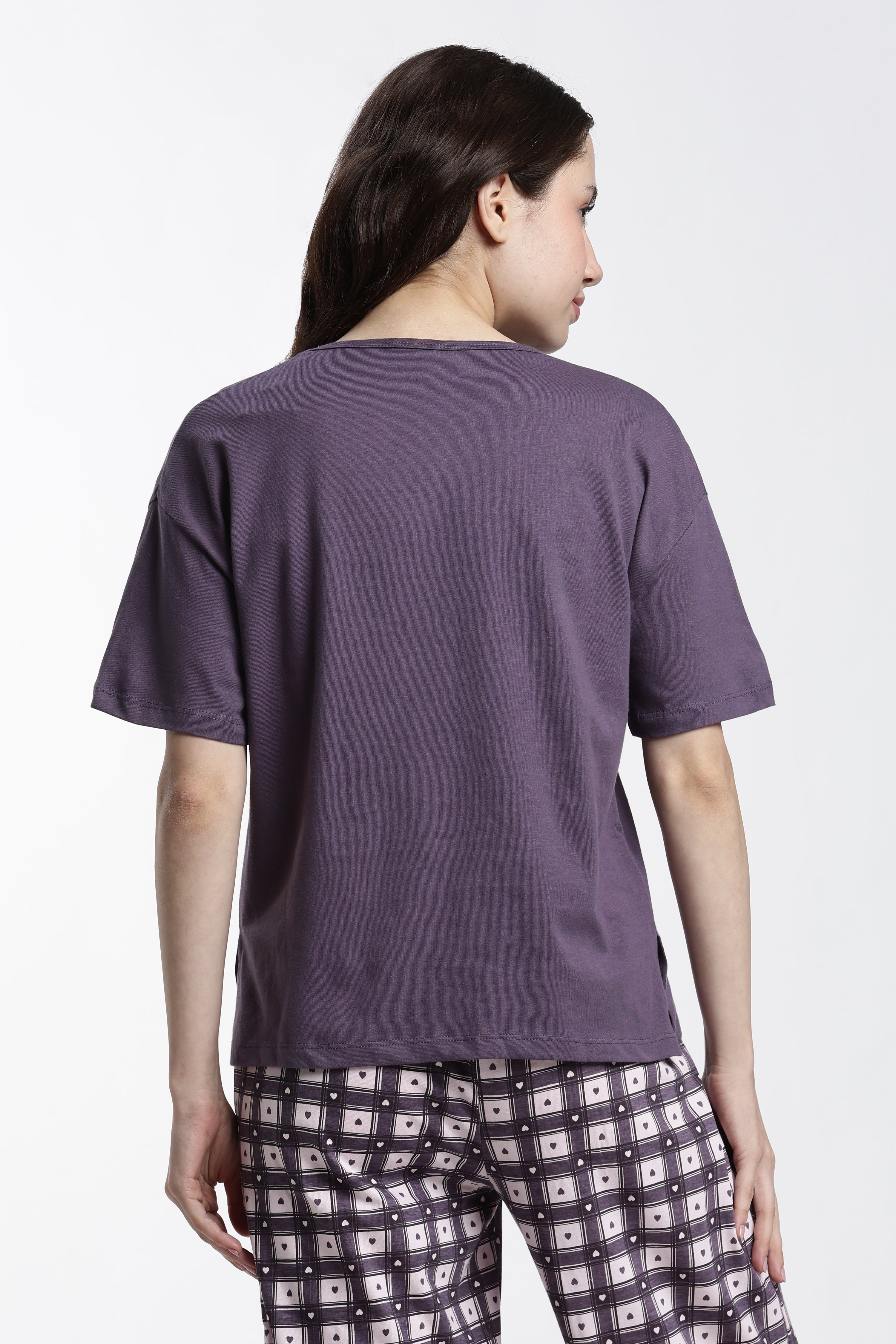 Mauve Typographic Regular Fit T-Shirt for Women - Image 5