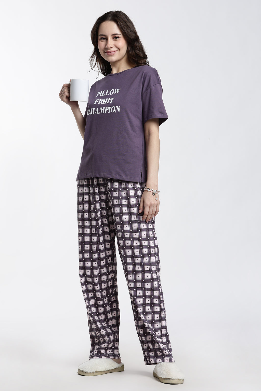 Mauve Typographic Regular Fit T-Shirt for Women - Image 6