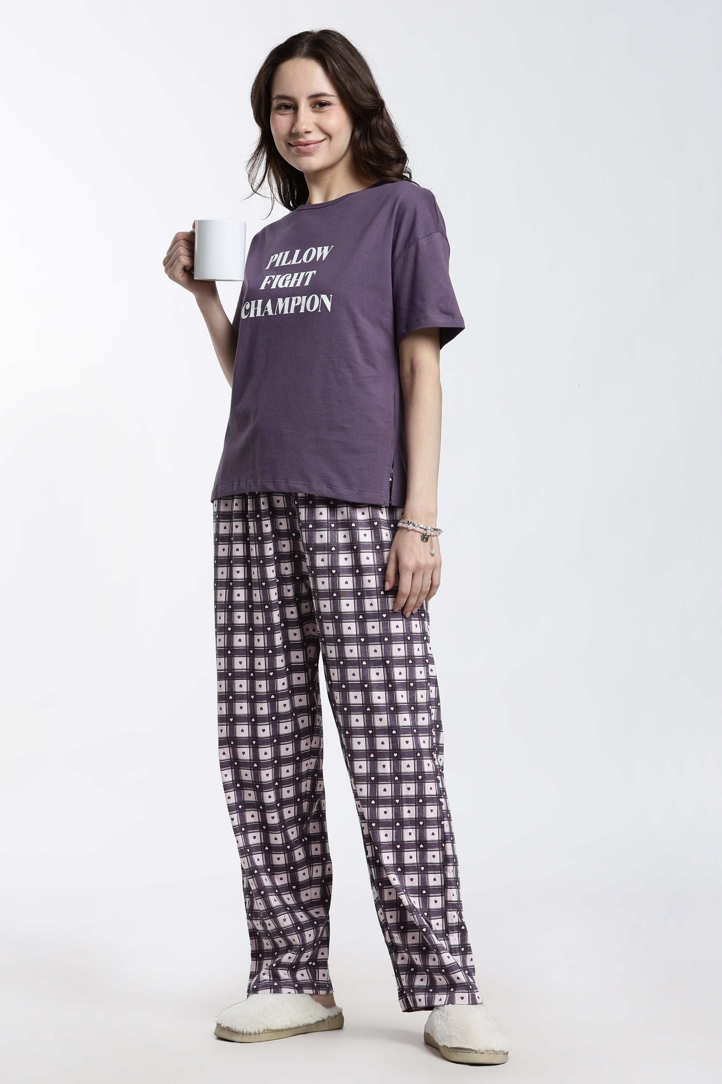 Mauve Typographic Regular Fit T-Shirt for Women - Image 6