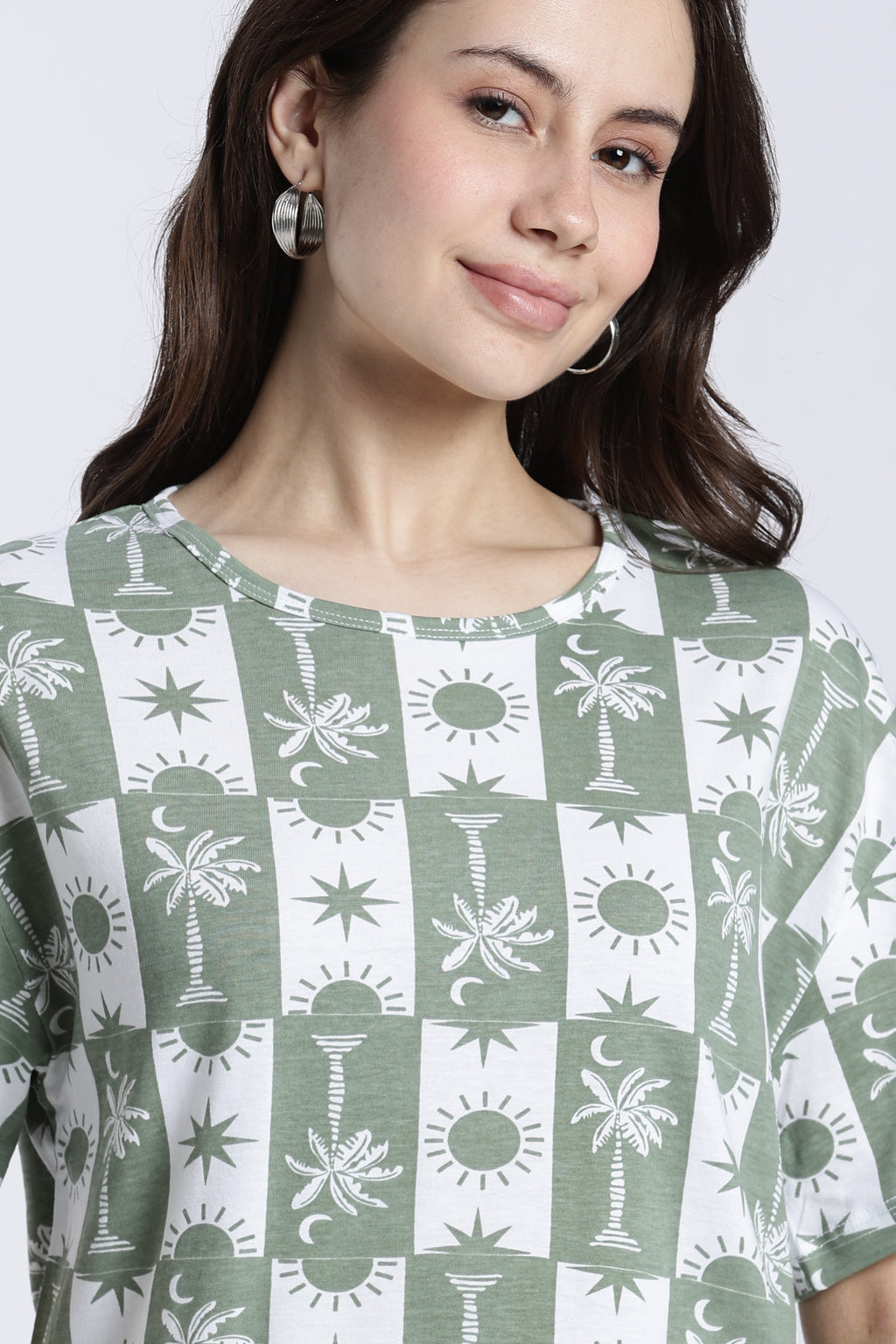 Green Tropical Theme Regular Fit T-Shirt for Women - Image 3