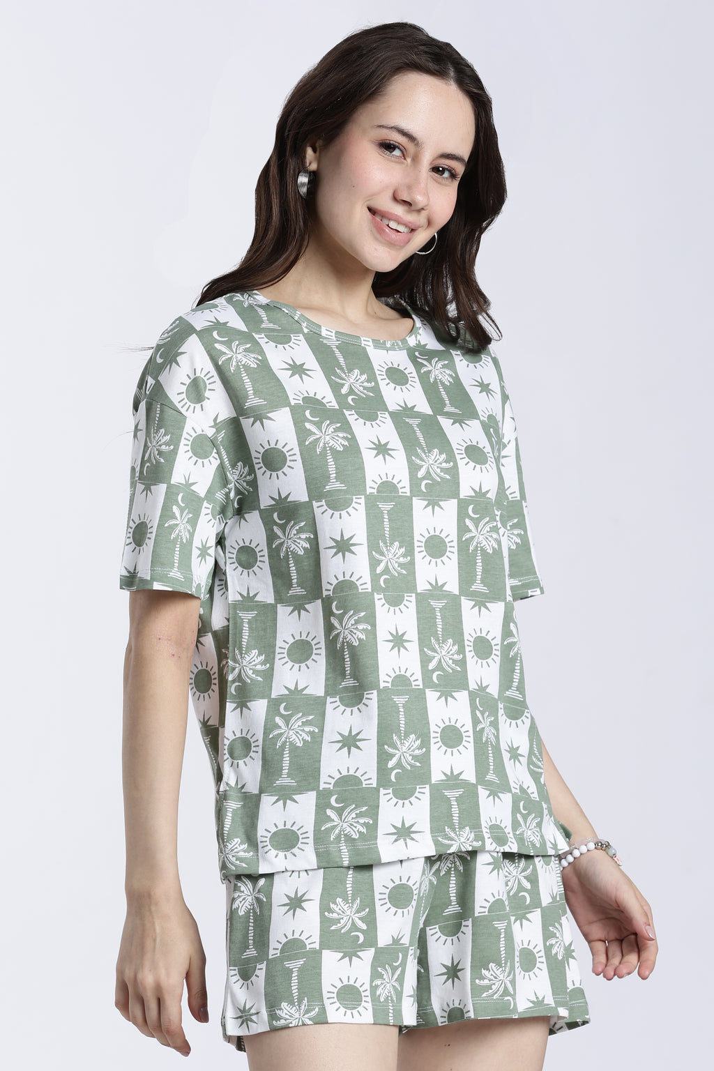 Green Tropical Theme Regular Fit T-Shirt for Women - Image 4