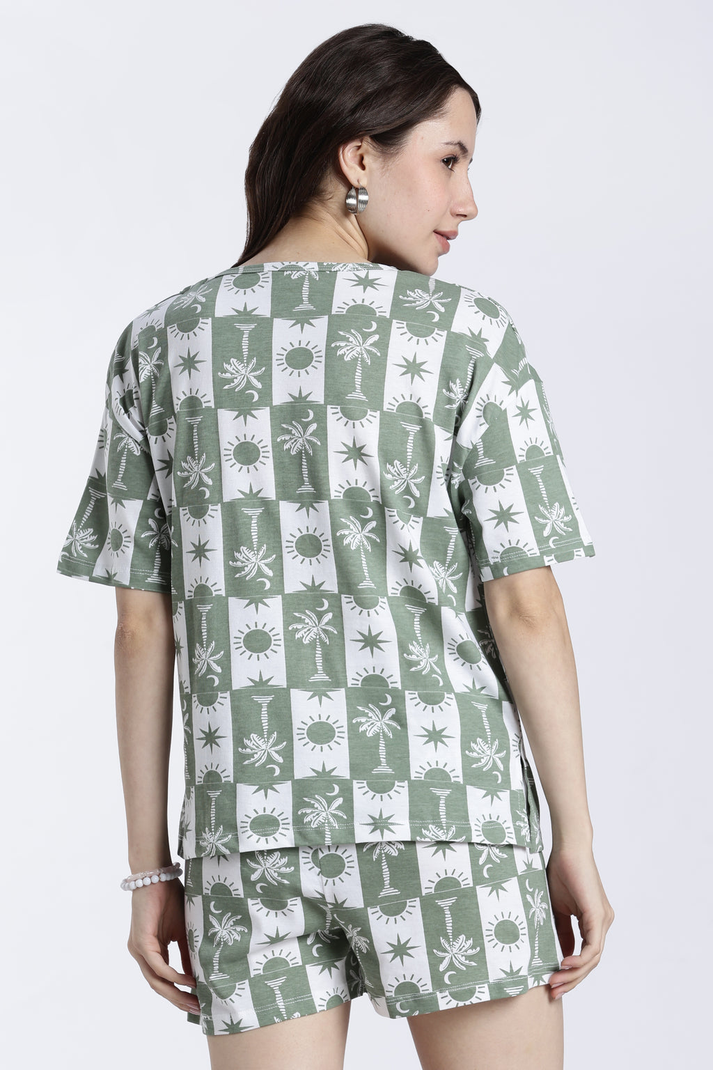 Green Tropical Theme Regular Fit T-Shirt for Women - Image 5
