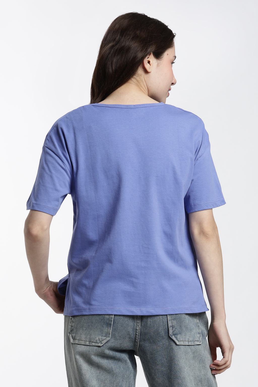 Blue Typographic Regular Fit T-Shirt for Women - Image 5