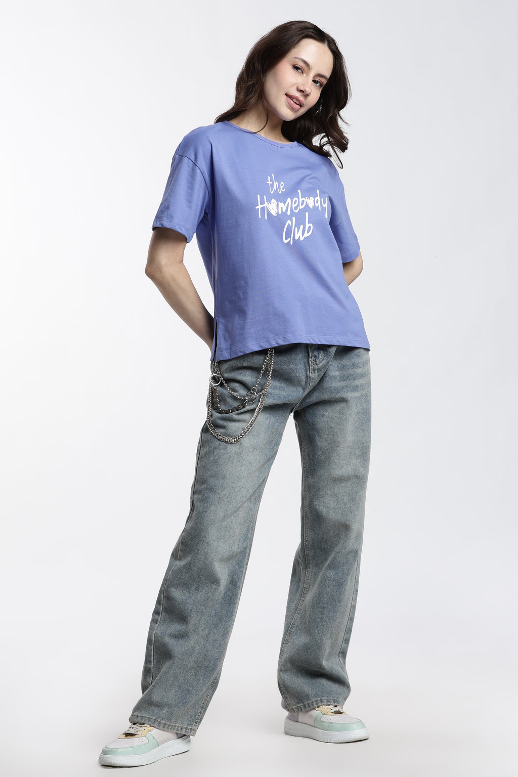 Blue Typographic Regular Fit T-Shirt for Women - Image 6