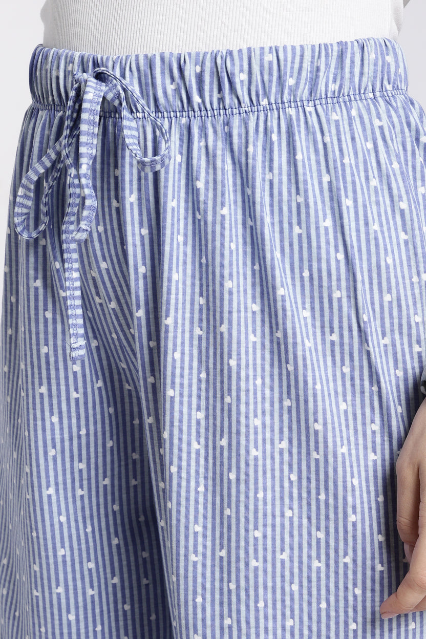 Blue Striped Relaxed Fit Pyjamas For Women - Image 3
