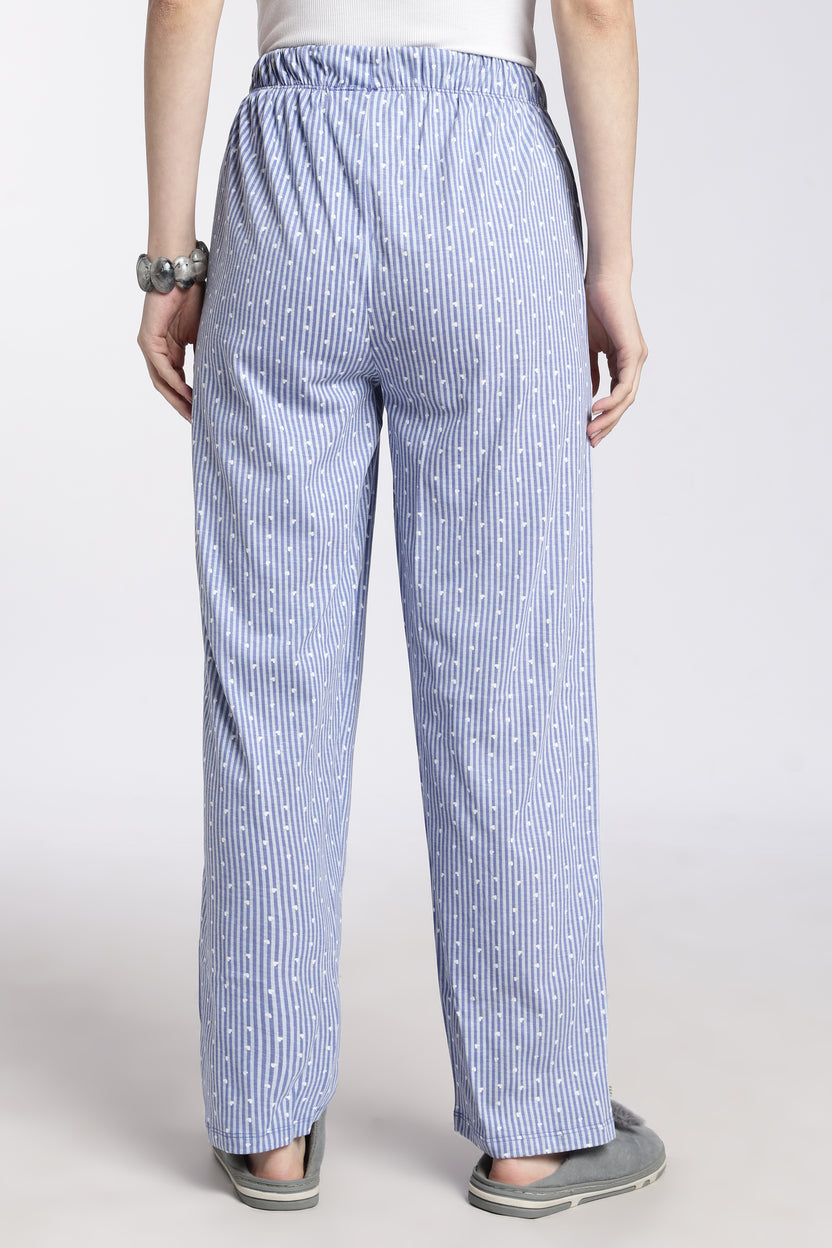 Blue Striped Relaxed Fit Pyjamas For Women - Image 5