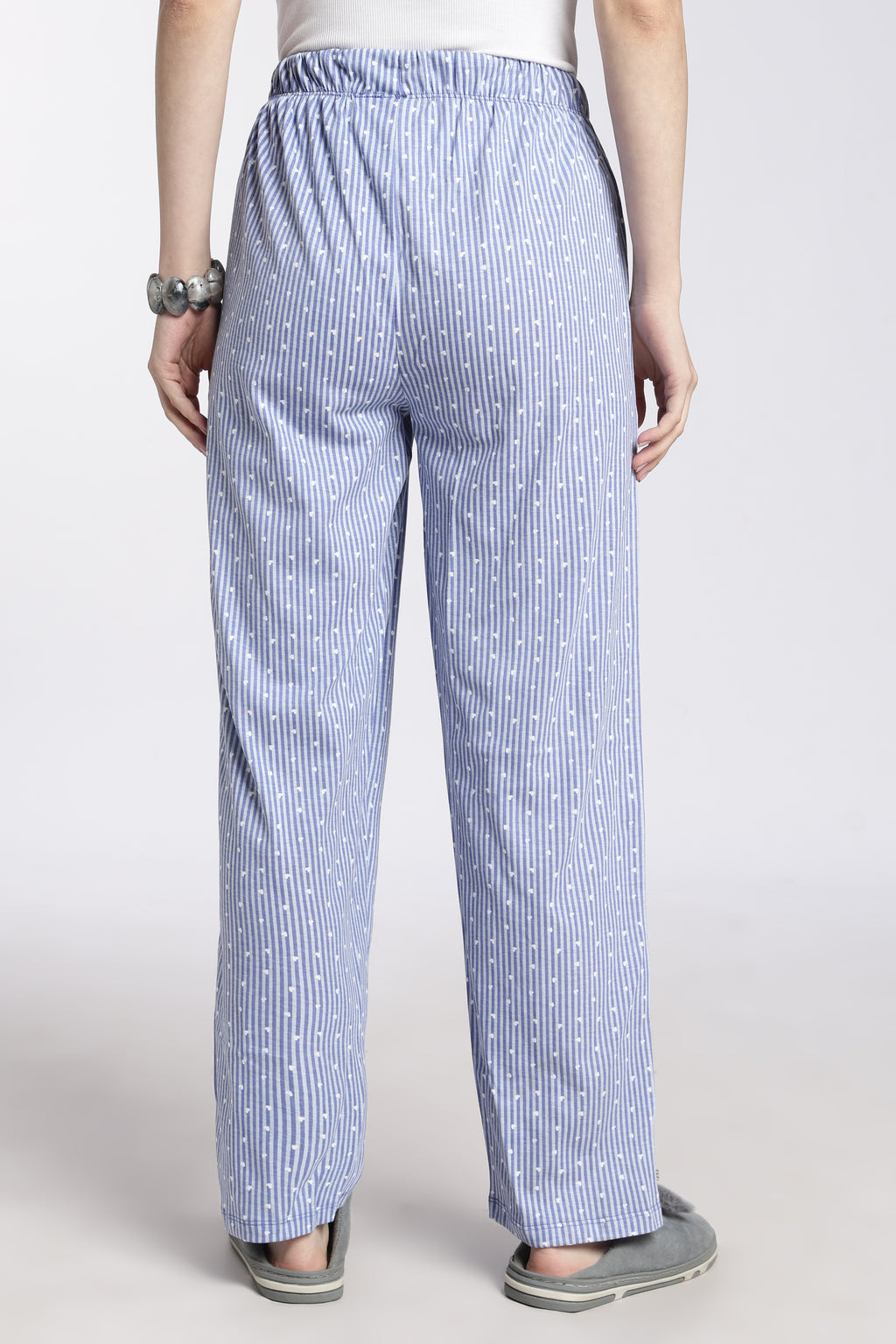 Blue Striped Relaxed Fit Pyjamas for Women - Image 5