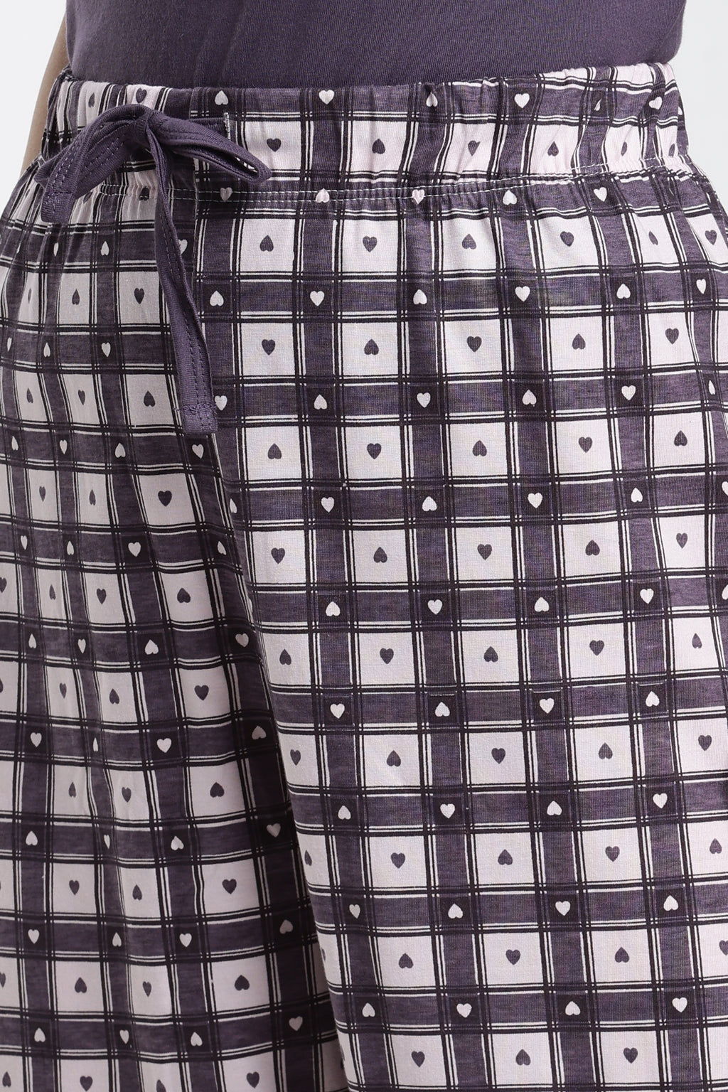 Mauve Checked Relaxed Fit Pyjamas for Women - Image 3