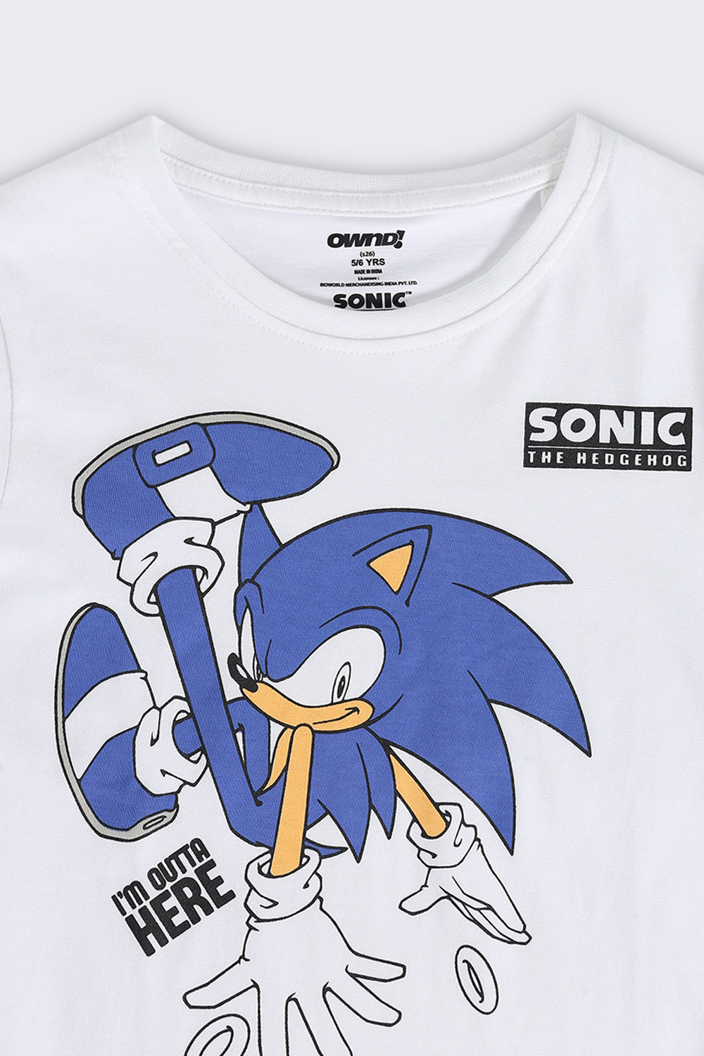 White Sonic Cartoon Regular Fit Nightwear Set for Boys - Image 7