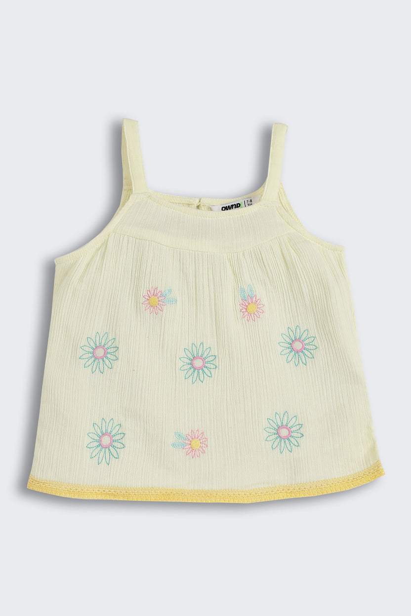 Yellow Shoulder Straps Sleeves Regular Fit Tops for Girls - Image 2