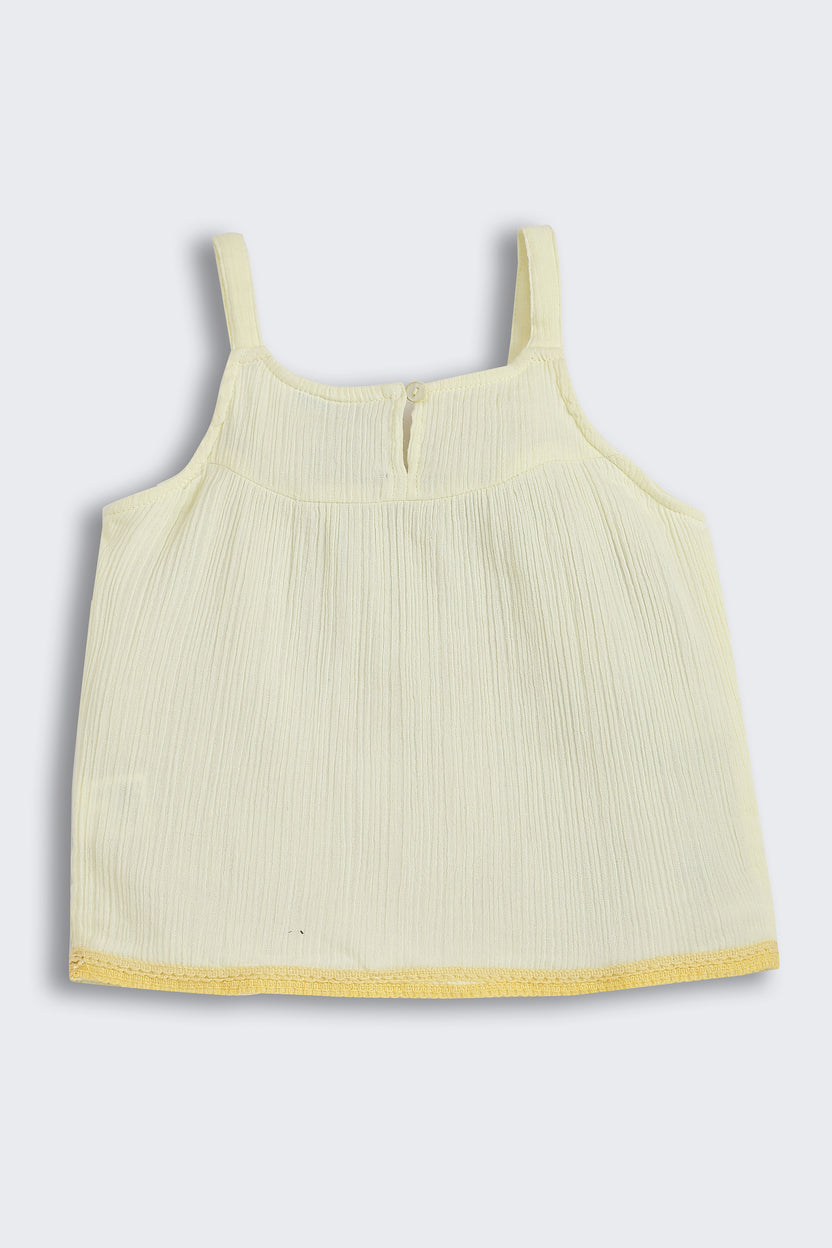 Yellow Shoulder Straps Sleeves Regular Fit Tops for Girls - Image 3