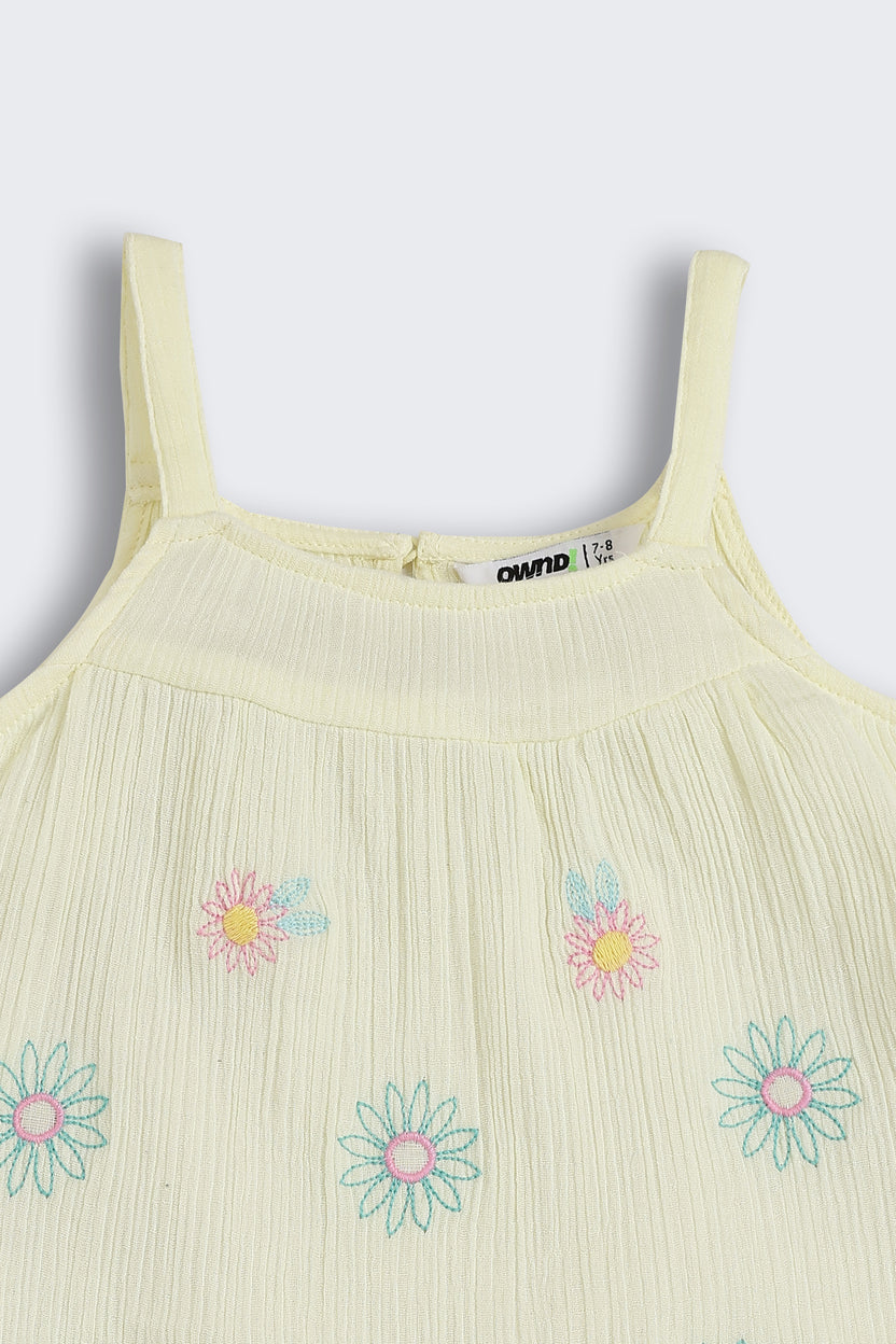 Yellow Shoulder Straps Sleeves Regular Fit Tops for Girls - Image 4