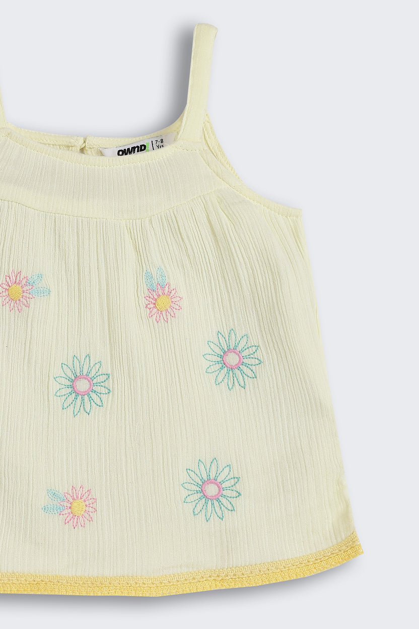 Yellow Shoulder Straps Sleeves Regular Fit Tops for Girls - Image 5