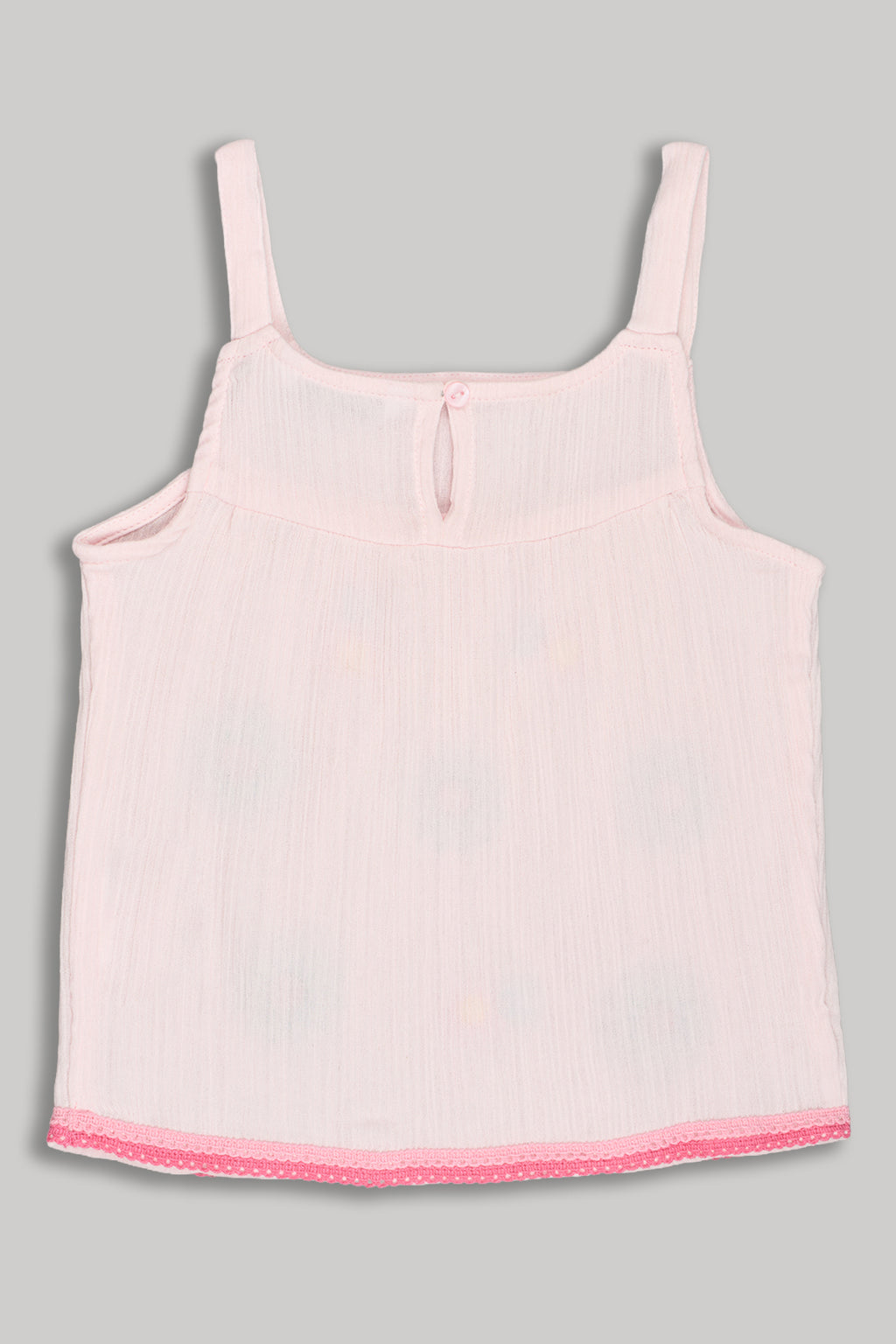 Pink Floral Embroidered Regular Fit Top for Girls - Image 2