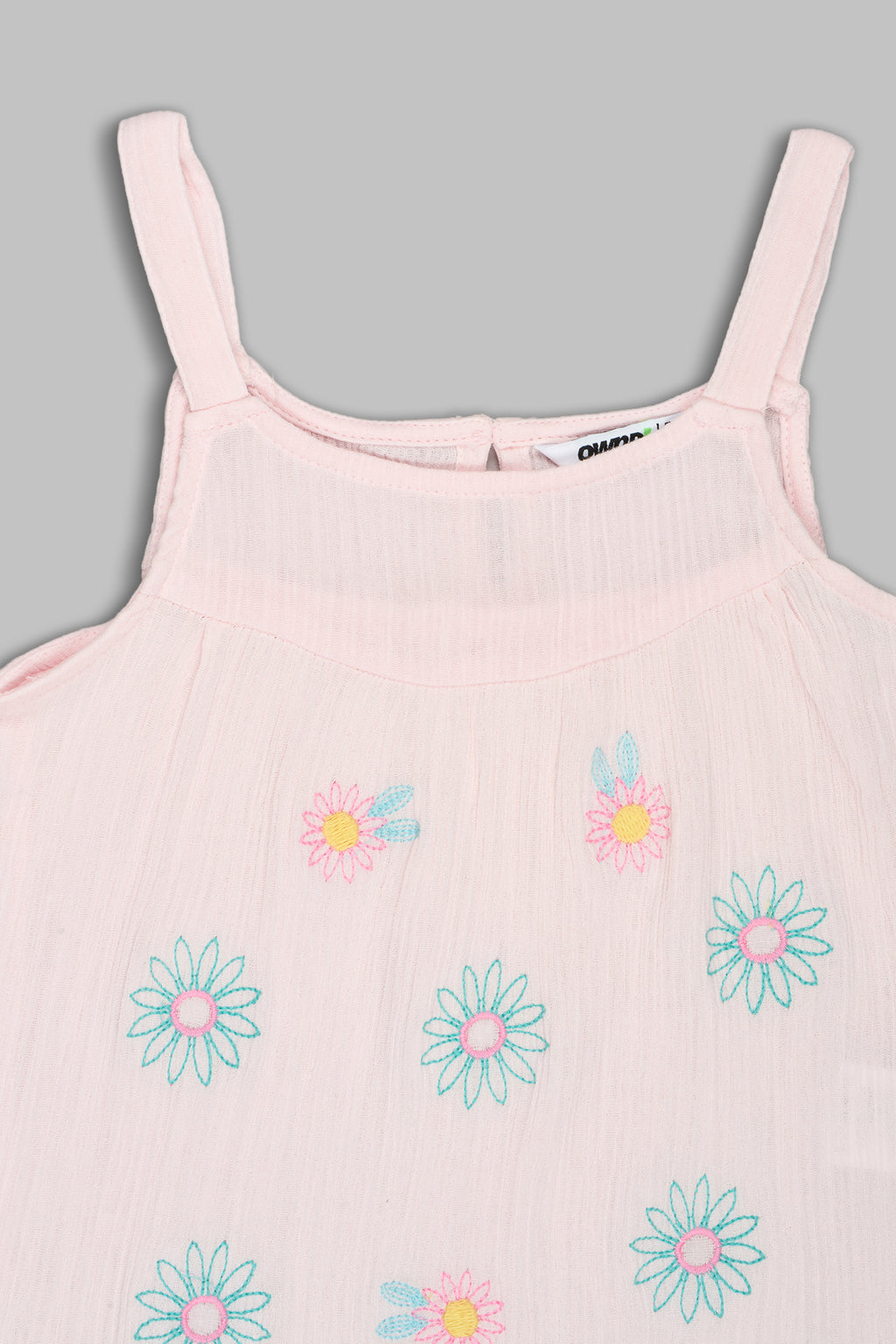Pink Floral Embroidered Regular Fit Top for Girls - Image 3