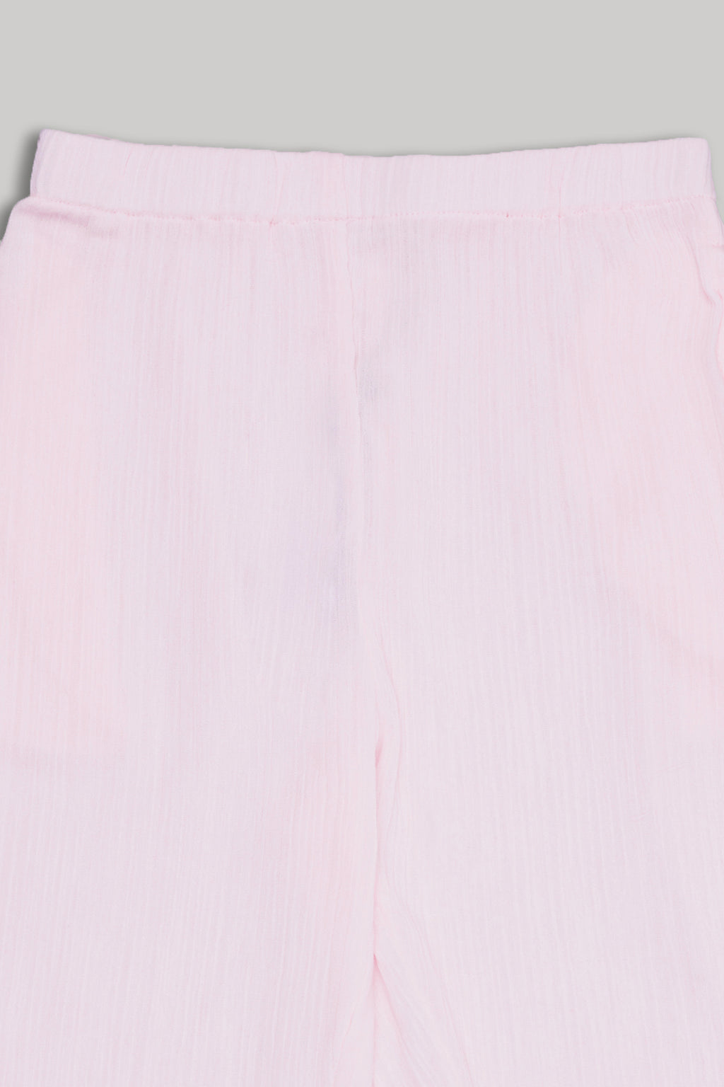 Pink Embroidered Regular Fit Pant for Girls - Image 3