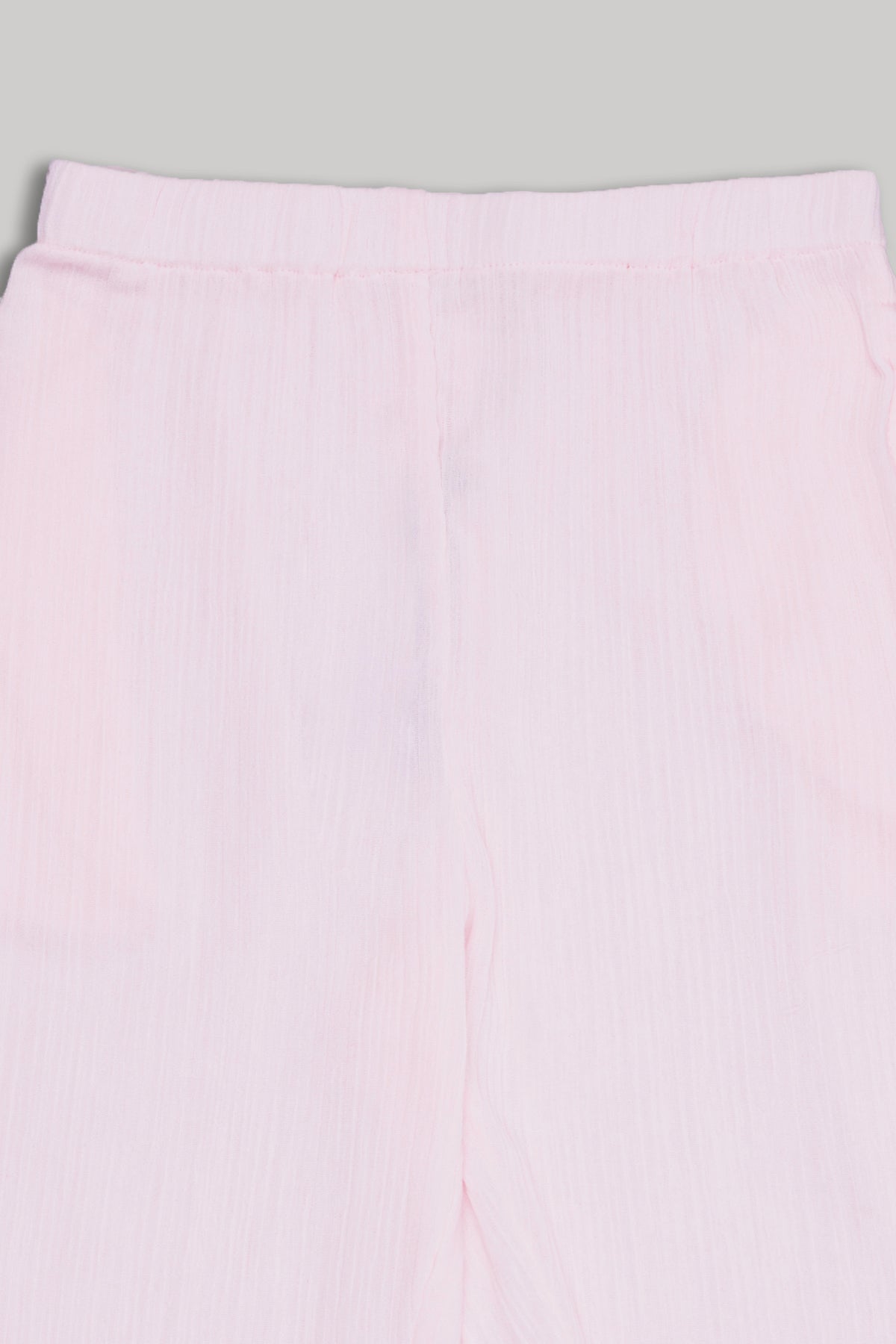 Pink Embroidered Regular Fit Pant for Girls - Image 3