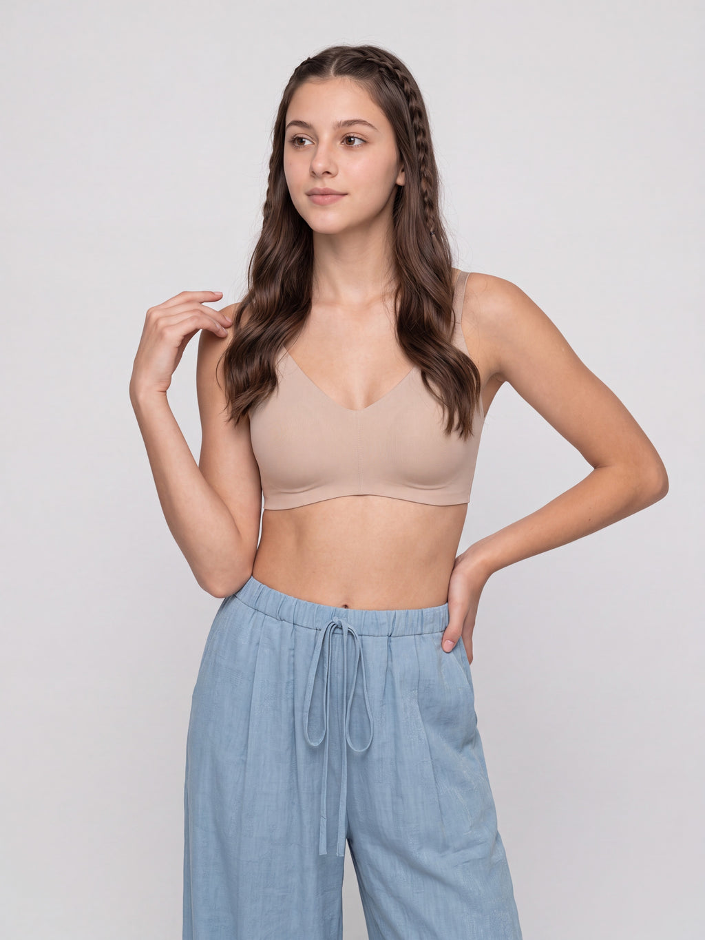 Beige Seamless Wirefree Bra for Women - Image 2