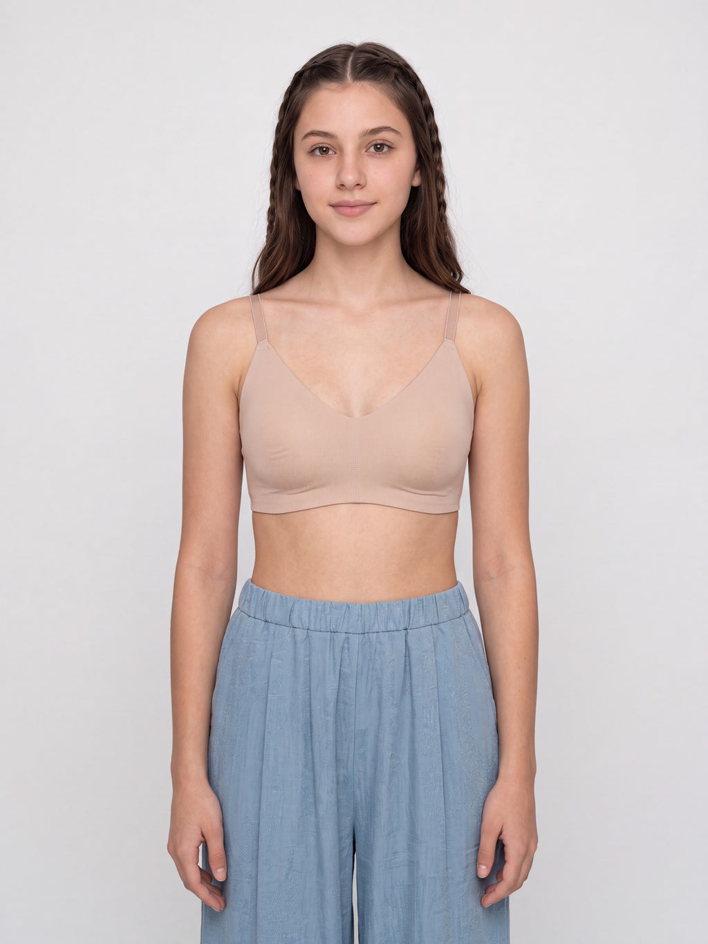 Beige Seamless Wirefree Bra for Women - Image 7