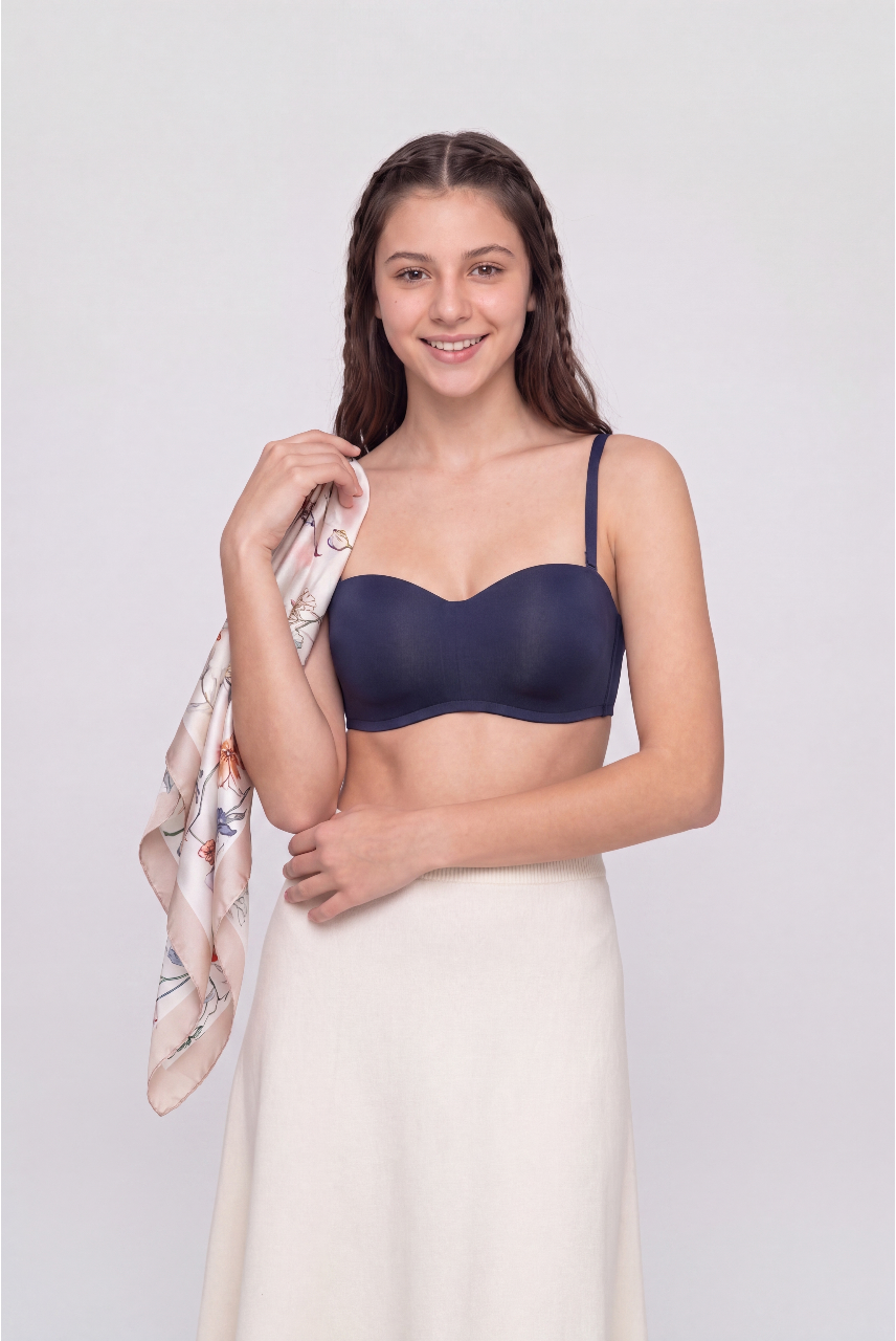 Navy Nylon Spandex Bra For Women - Image 1