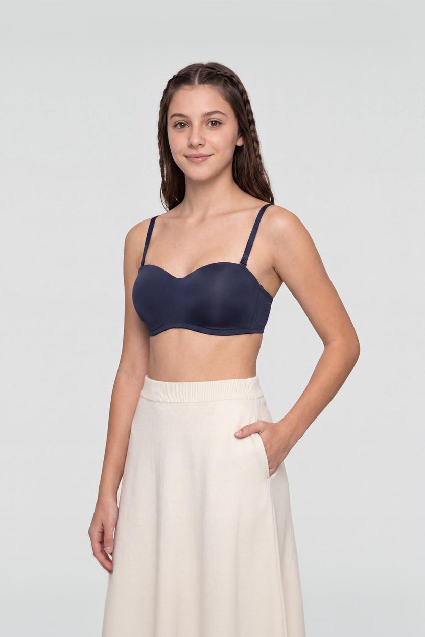 Navy Nylon Spandex Bra For Women - Image 4