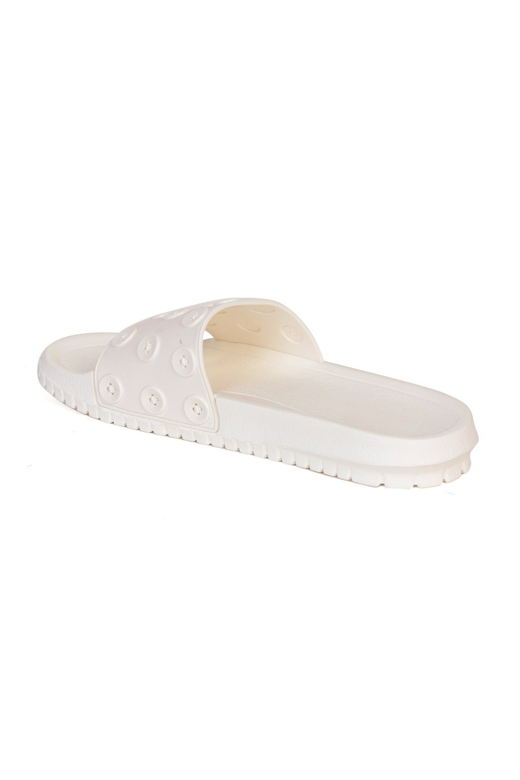 White Pool Slides With Button Detailed Strap for Women - Image 3