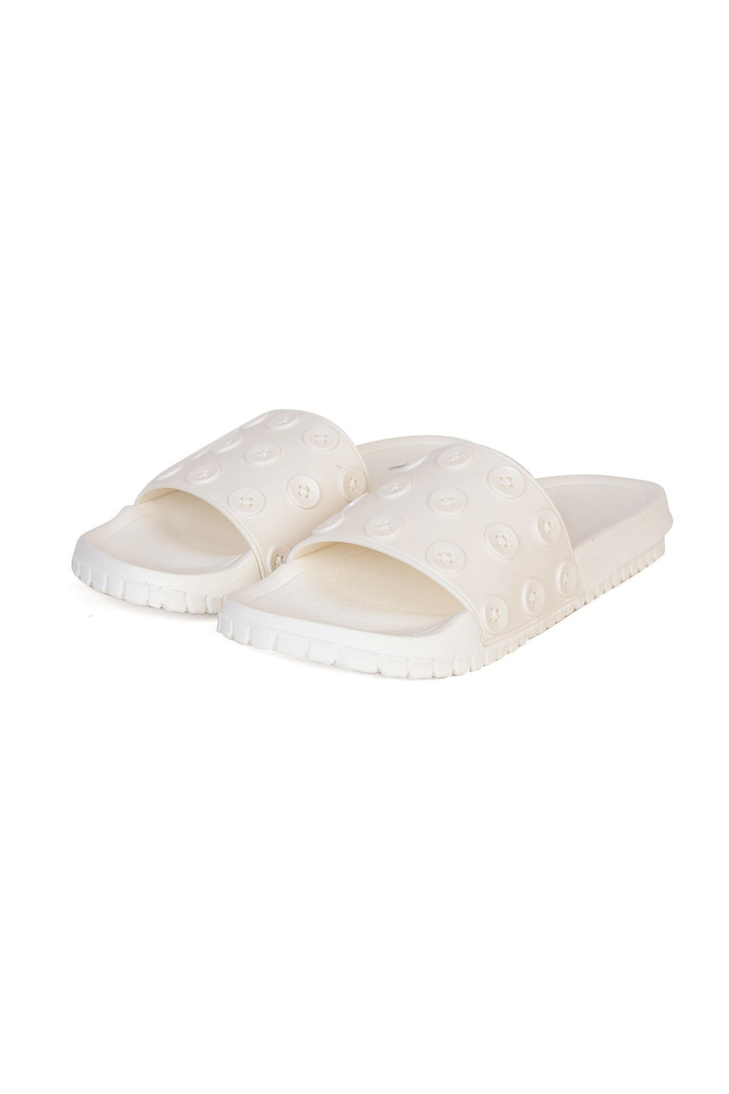 White Pool Slides With Button Detailed Strap for Women - Image 4