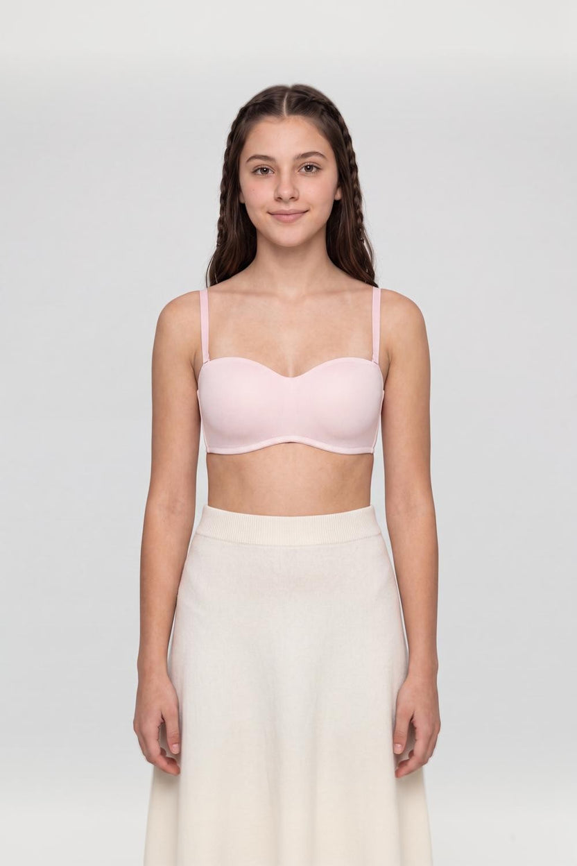 Pink Solid Nylon Spandex Bra For Women - Image 2